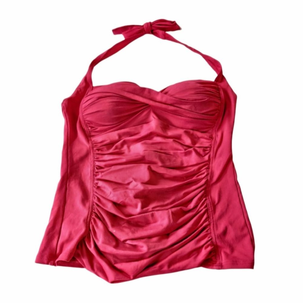 La Blanca Retro Red Halter Tankini Bikini Top 6